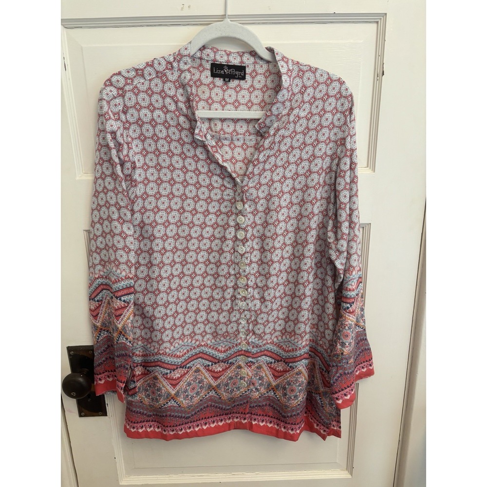 Liza Byrd‎ Women's Pink Patterned Tunic Size Medium